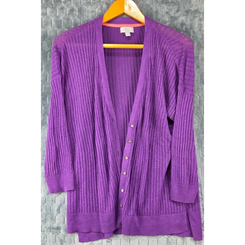 JCP Cardigan Purple Size 1X Linen Cotton Blend‎